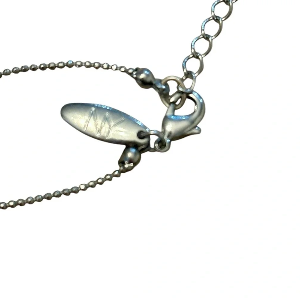 NY Monogram E Necklace - Silver Tone with Rhinestones - Adjustable